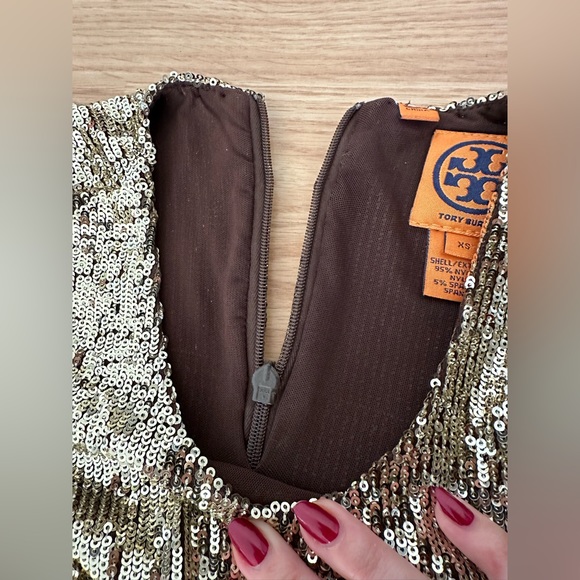 Tory Burch Gold Sequin Mini Dress Size XS, Perfect Condition - Picture 2 of 9